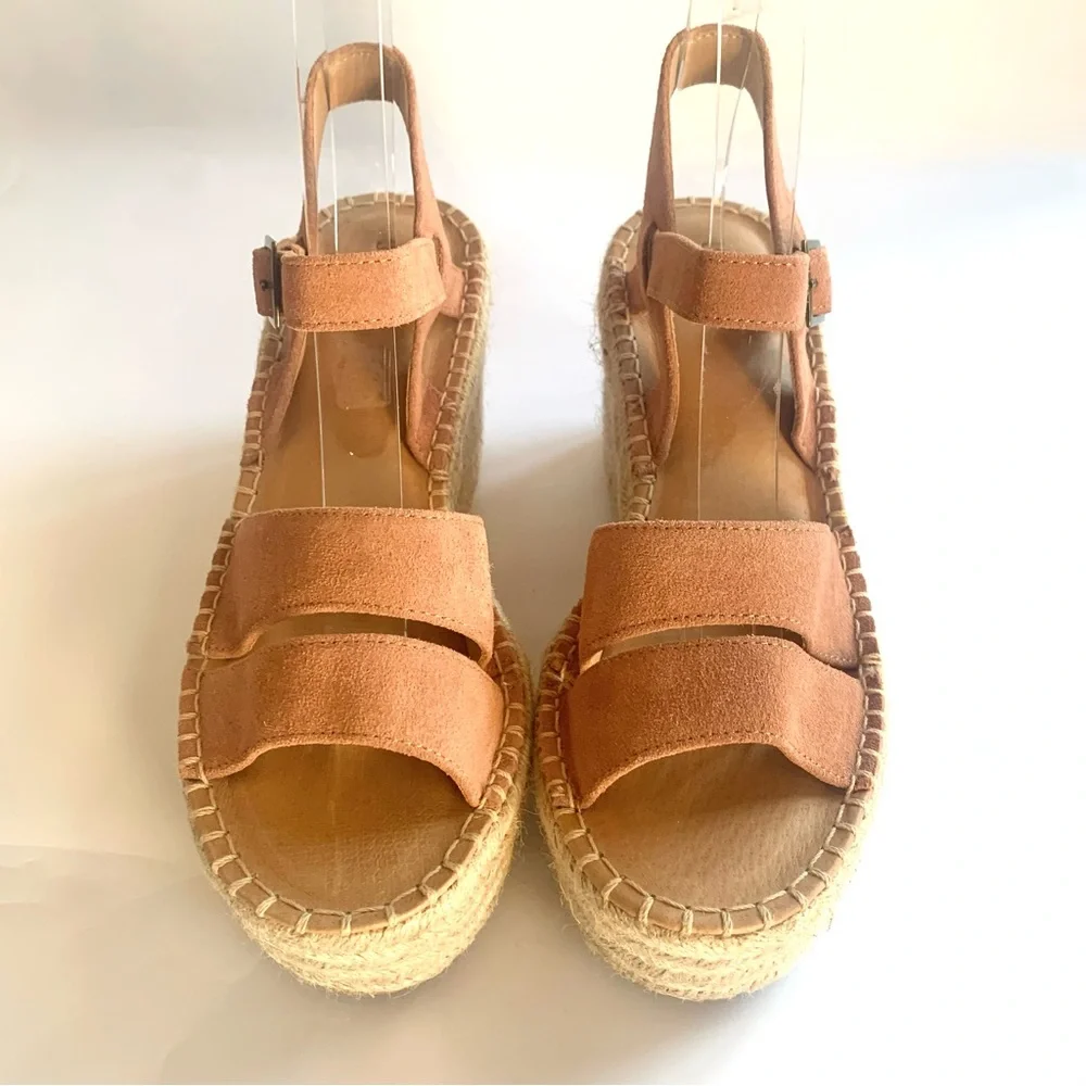 SOLUDOS COMO PLATFORM WEDGE ESPADRILLE SANDALS IN SAHARA PINK. NEW Sz9